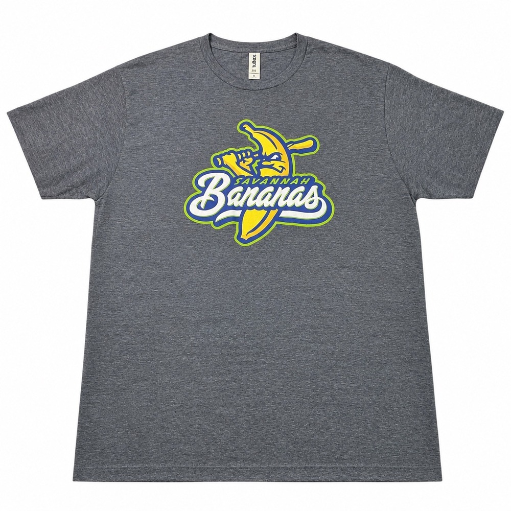 Savannah Bananas Baseball Graphic T-Shirt Heather Gray Tultex Mens XL/2XL